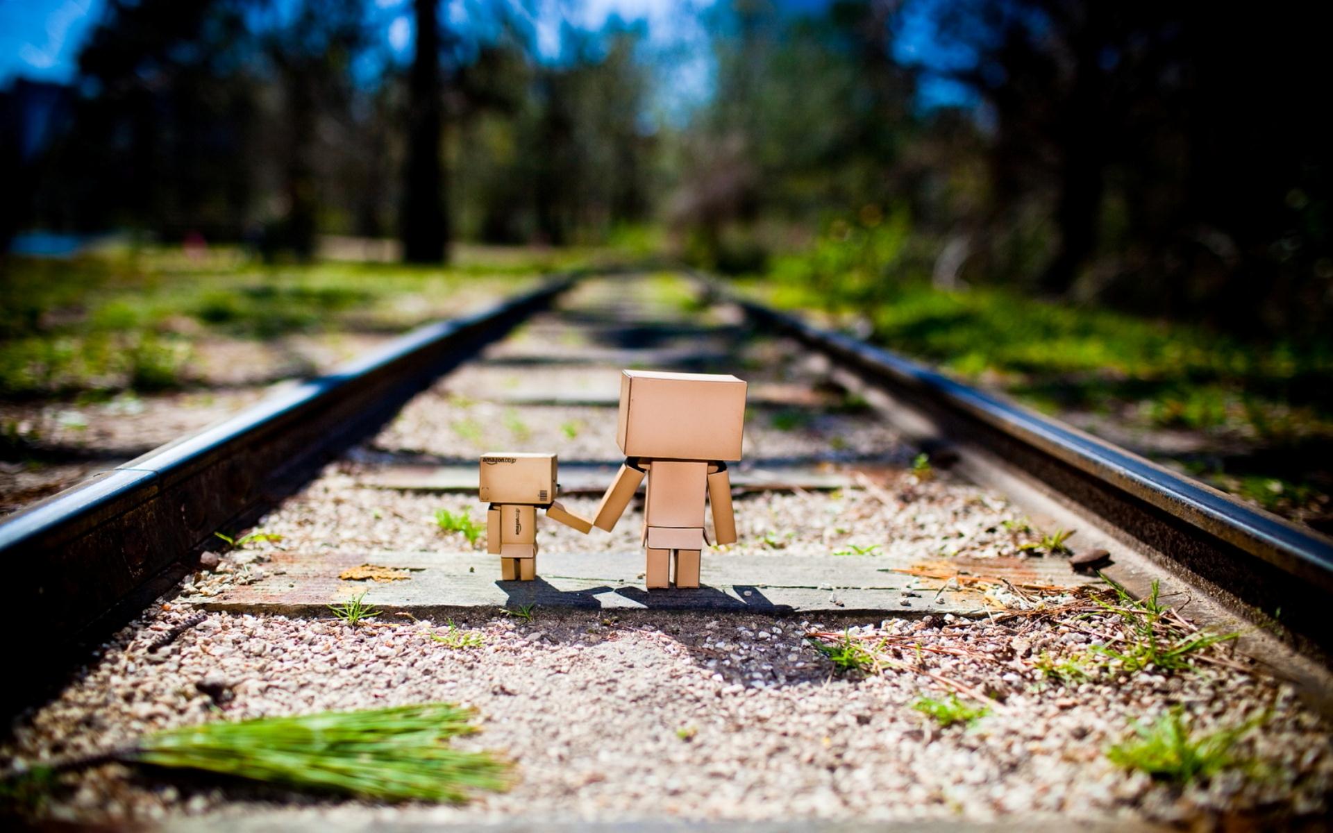 Robot Cardboard Together Railroads